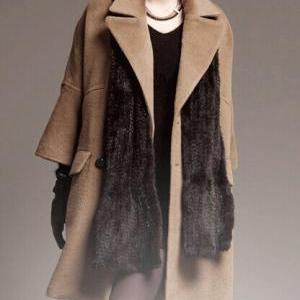Beige Wool Coat Jacket For Women Trench Coat..