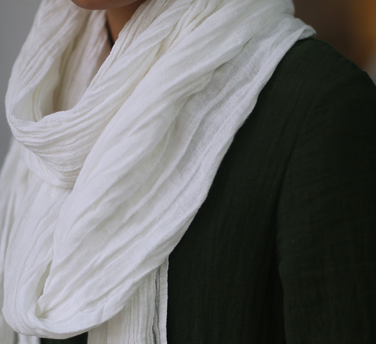 White Cotton Linen Scarf Light Gray Women Scarf